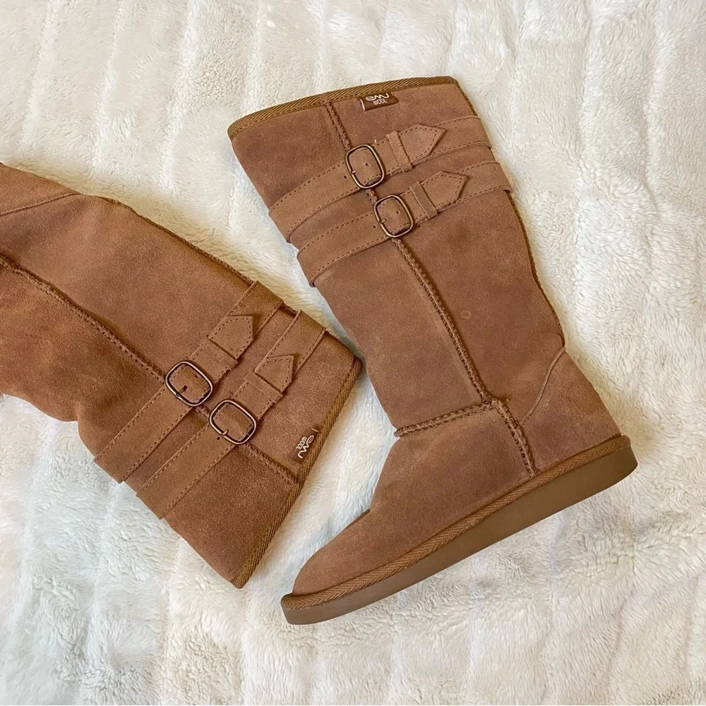 Emu Wool Tan Brown Winter Snow Boots with Buckle Accents Casual Size 6
